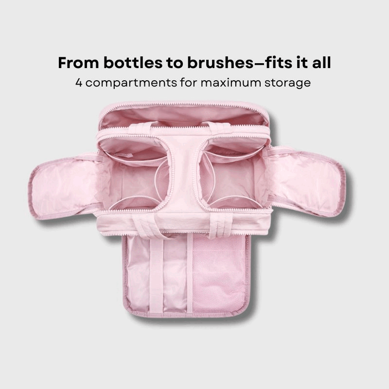 Avelena | Damen Kulturtasche groß | Wasserdicht & Auslaufsicher | Leichtes Twill-Gewebe | 4 Fächer Reise-Organizer