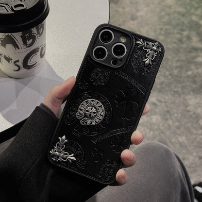 Avelena | Cross Chrome Hearts Leder Handyhülle für Iphone