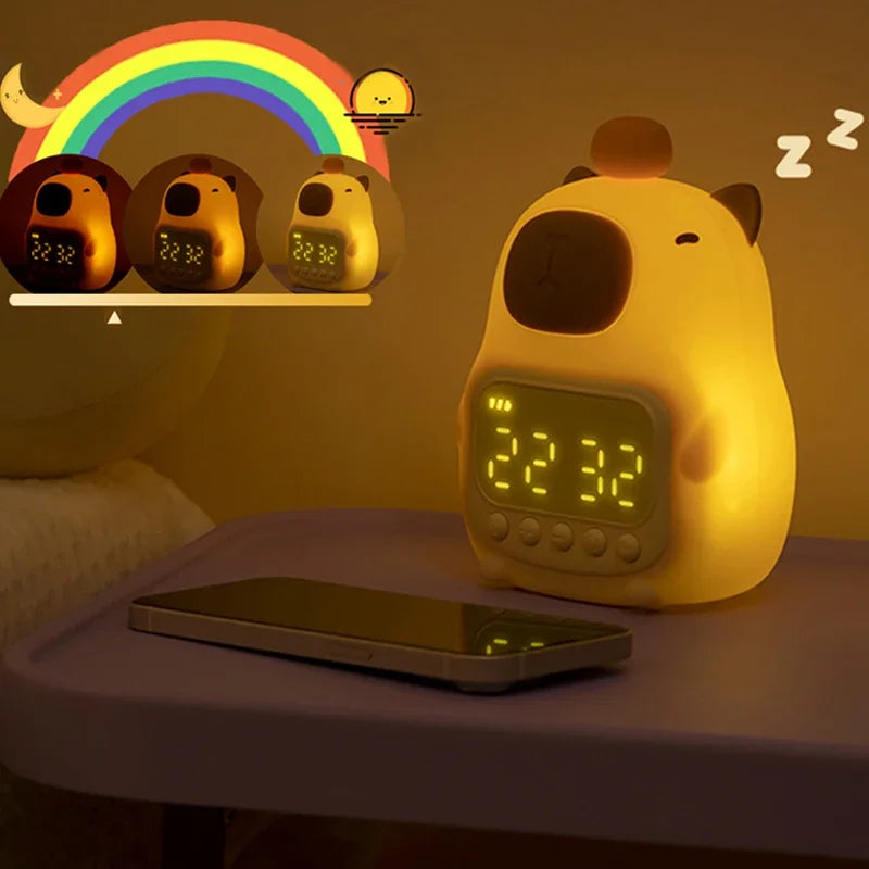 Avelena | Capybara Uhr Lampe - Wiederaufladbare Digitaler Wecker mit Nachtlicht & Touch Snooze