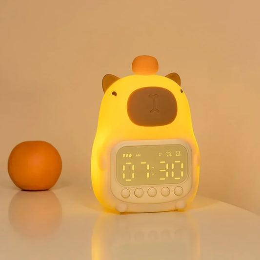 Avelena | Capybara Uhr Lampe - Wiederaufladbare Digitaler Wecker mit Nachtlicht & Touch Snooze