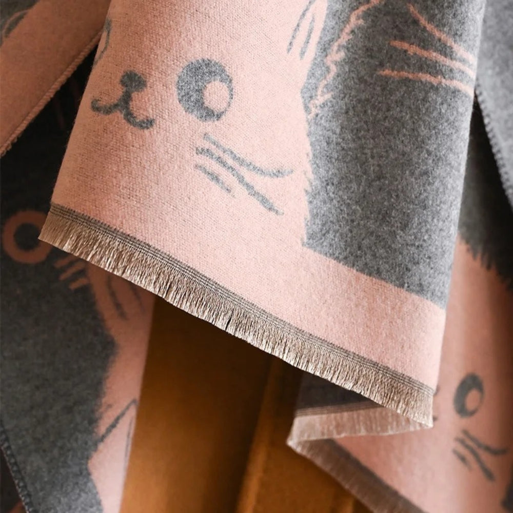 Avelena | Süßer Katzen Jacquard Winter Schal