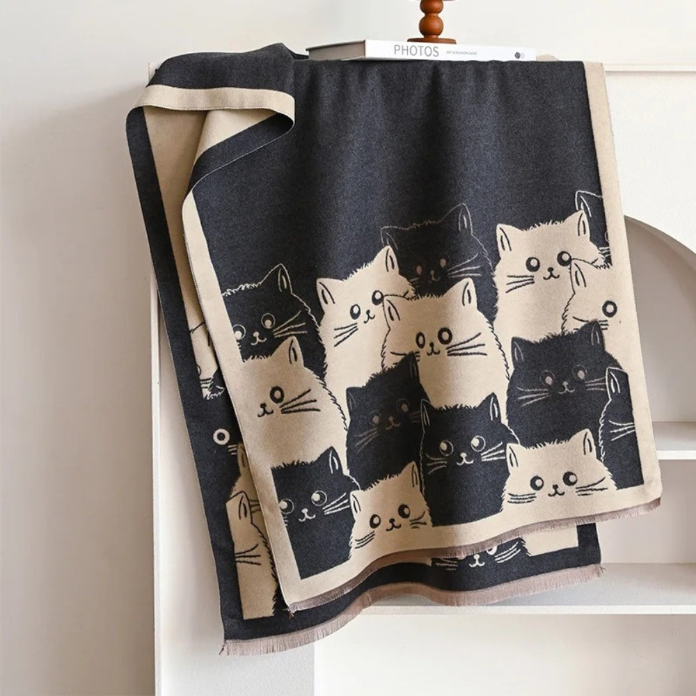 Avelena | Süßer Katzen Jacquard Winter Schal