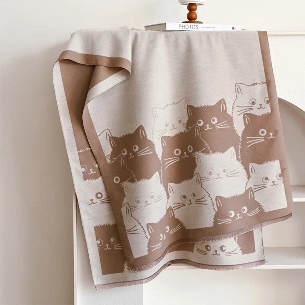 Avelena | Süßer Katzen Jacquard Winter Schal