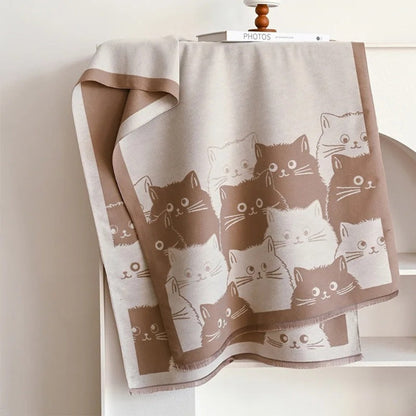 Avelena | Süßer Katzen Jacquard Winter Schal