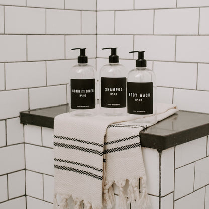 Avelena | 16Oz Klare Kunststoff Badezimmer + Dusche Spender Set Von 3 Black Label