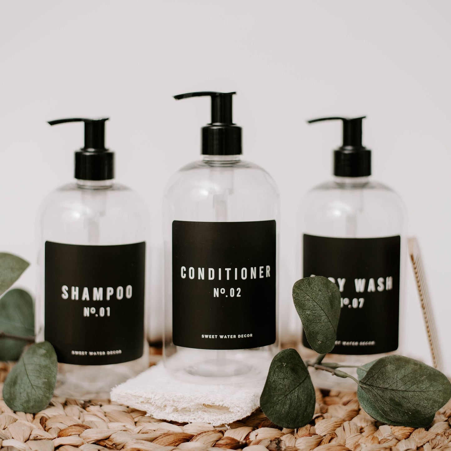 Avelena | 16Oz Klare Kunststoff Badezimmer + Dusche Spender Set Von 3 Black Label