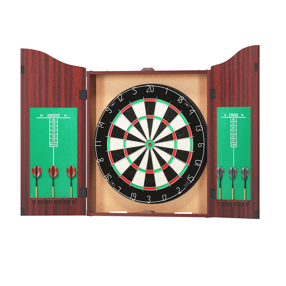 Avelena | 18 Dartboard Dart Board mit Stahl-Dartpfeilen In Einem Holz-Kabinettsystem Spiel