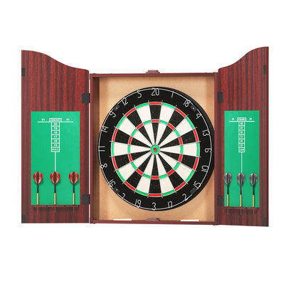 Avelena | 18 Dartboard Dart Board mit Stahl-Dartpfeilen In Einem Holz-Kabinettsystem Spiel