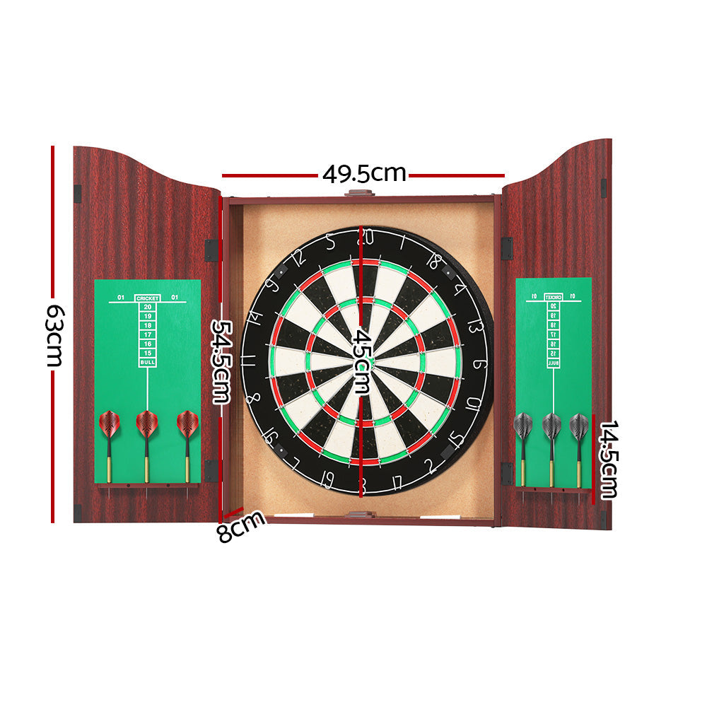 Avelena | 18 Dartboard Dart Board mit Stahl-Dartpfeilen In Einem Holz-Kabinettsystem Spiel