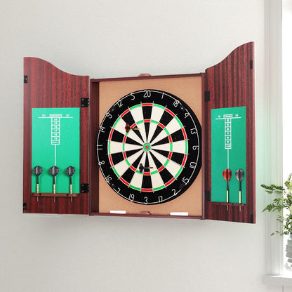 Avelena | 18 Dartboard Dart Board mit Stahl-Dartpfeilen In Einem Holz-Kabinettsystem Spiel
