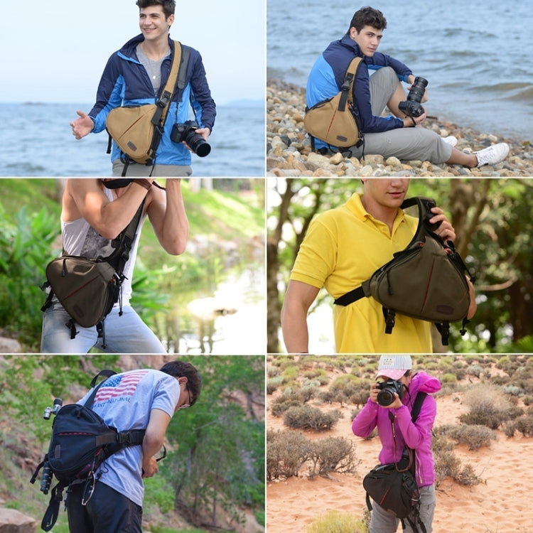 Avelena | CADEN Dreieckige Tscope Sling Schulter Kreuz Digitalkamera Taschen Etui Soft Bag mit Regenschutz für Canon Nikon Sony K1, Größe: 36*31*15cm (Armeegrün)