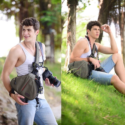 Avelena | CADEN Dreieckige Tscope Sling Schulter Kreuz Digitalkamera Taschen Etui Soft Bag mit Regenschutz für Canon Nikon Sony K1, Größe: 36*31*15cm (Armeegrün)
