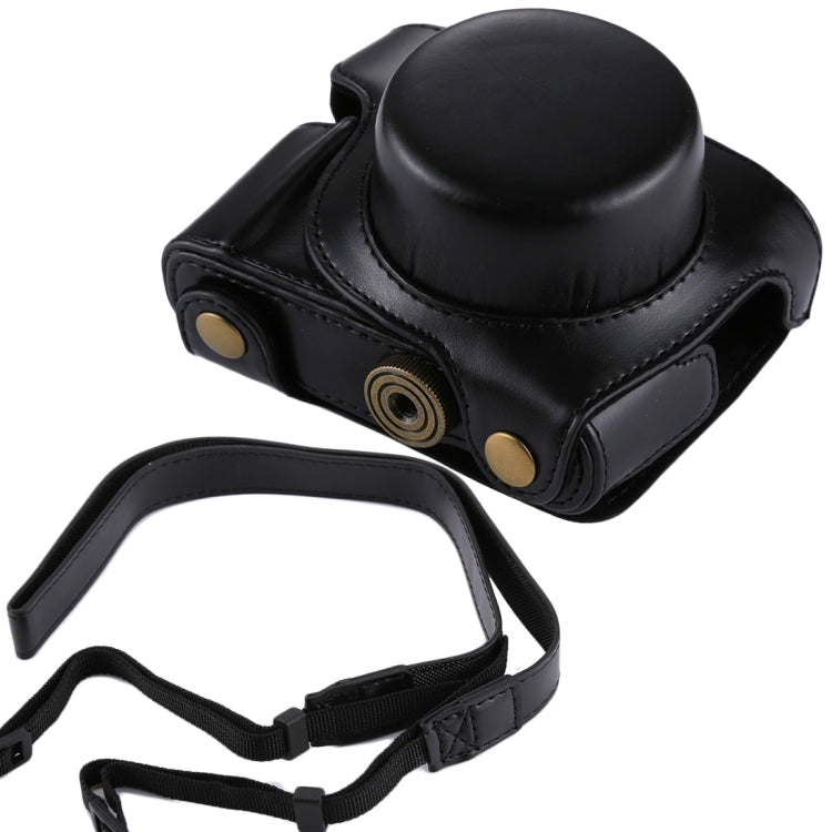 Avelena | Volledige Body Camera PU Leren Cameratas met Strap voor Panasonic Lumix GF7 / GF8 / GF9 (12-32mm / 14-42mm Lens)(Zwart)