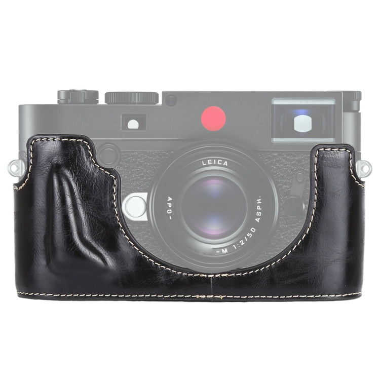 Avelena | 1/4 inch Draad PU Leer Camera Halve Case Basis voor Leica M10 (Zwart)
