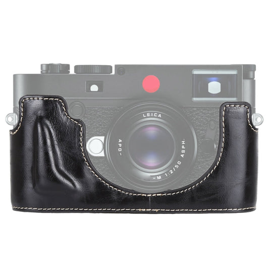 Avelena | 1/4 inch Draad PU Leer Camera Halve Case Basis voor Leica M10 (Zwart)