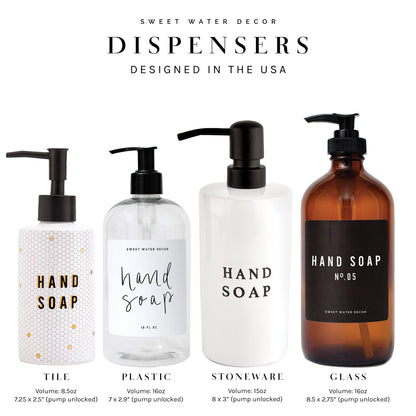 Avelena | 16Oz Klar Plastik Bad + Dusche Spender Set Von 2 Weiße Etikett