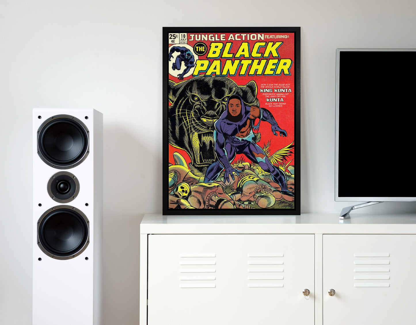 Avelena | Black Panther Retro Musikplakat Gerahmter Wandkunstdruck