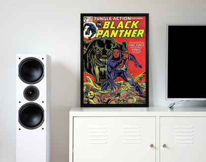 Avelena | Black Panther Retro Musikplakat Gerahmter Wandkunstdruck