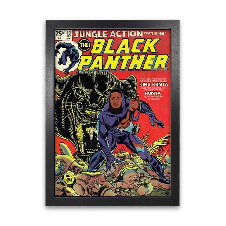 Avelena | Black Panther Retro Musikplakat Gerahmter Wandkunstdruck