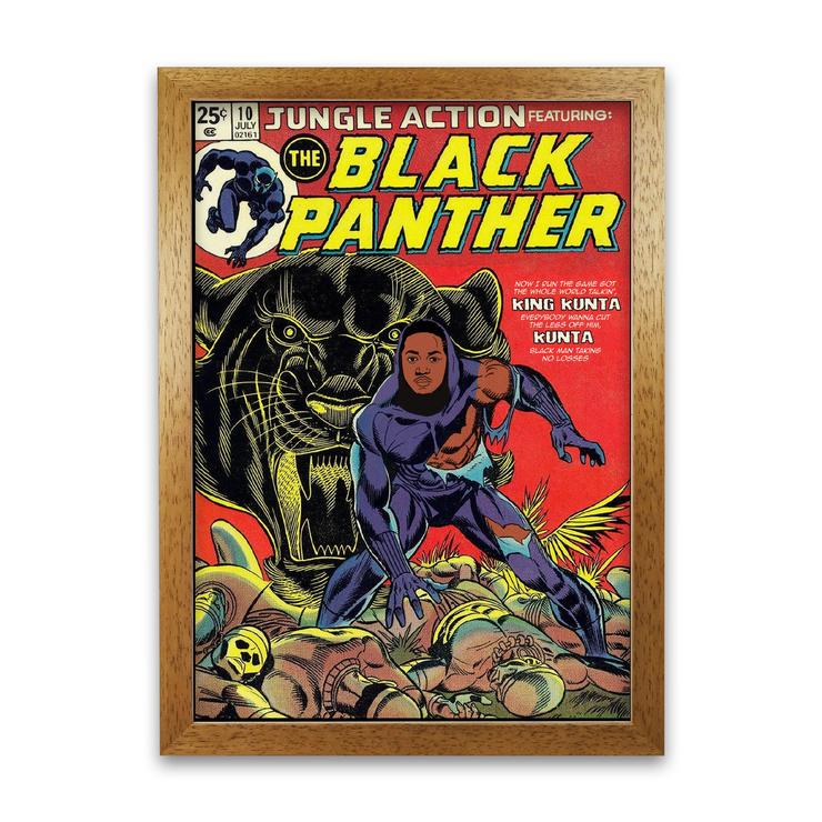Avelena | Black Panther Retro Musikplakat Gerahmter Wandkunstdruck