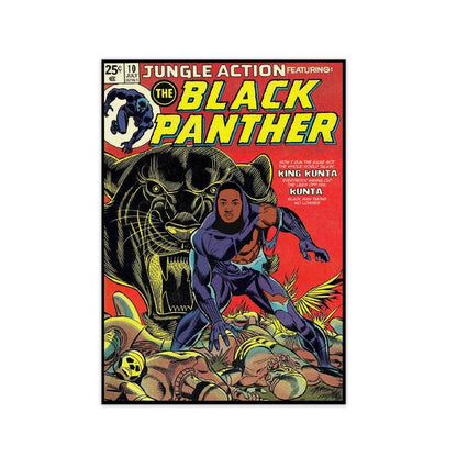 Avelena | Black Panther Retro Musikplakat Gerahmter Wandkunstdruck