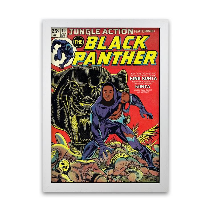 Avelena | Black Panther Retro Musikplakat Gerahmter Wandkunstdruck