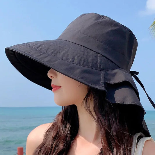Avelena | SUNNY | Damen Sonnenhut für die Sonne | Breite Krempe UV Nackenschutz | Solar Strandhut Frau