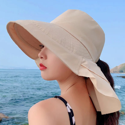 Avelena | SUNNY | Damen Sonnenhut für die Sonne | Breite Krempe UV Nackenschutz | Solar Strandhut Frau