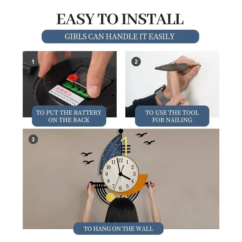 Avelena | Dekorative Wanduhr Navigation Segelboot Kreatives Design Uhr Innenuhr Dekoration Wohnzimmer Hintergrund Wanddeko