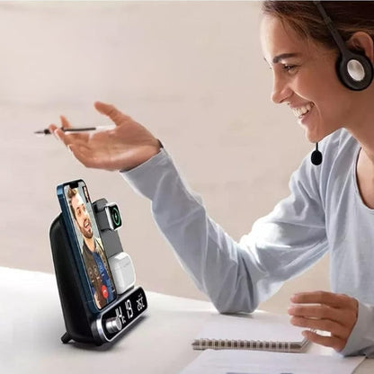 Avelena | 3-in-1 Ladestation: Wecker mit iPhone-Ladegerät, Uhrenständer und Telefon-Ladedock für Apple-Geräte