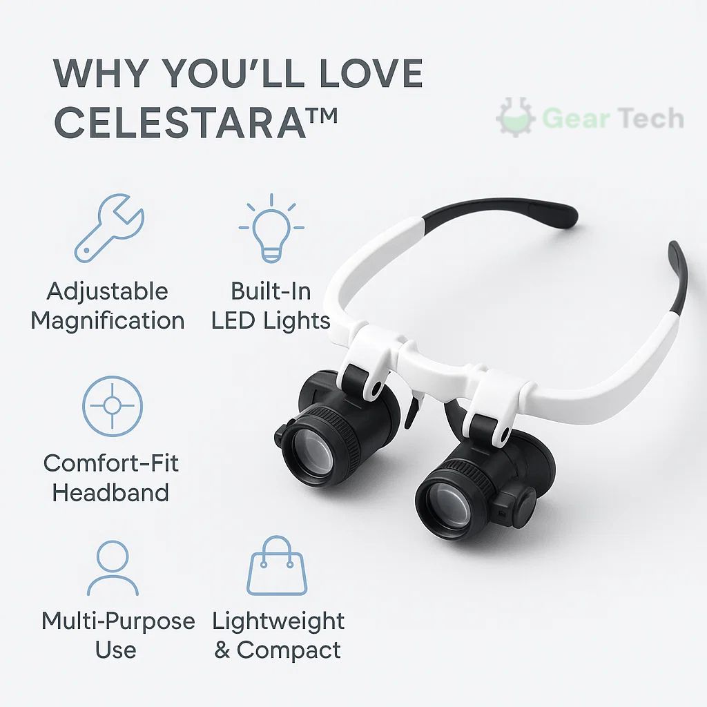 Avelena | Celestara™ | LED-beleuchtete Präzisionslupe mit einstellbarer Helligkeit | Ideal zum Lesen, für Hobbys und detaillierte Arbeiten