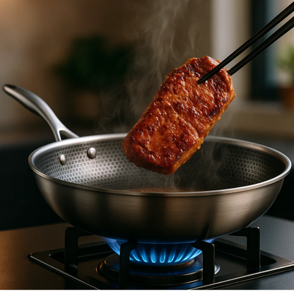 Avelena | Edelstahl Antihaft-Bratpfanne | Langlebiges, ergonomisches Design & kompatibel mit allen Kochfeldern für das tägliche Kochen