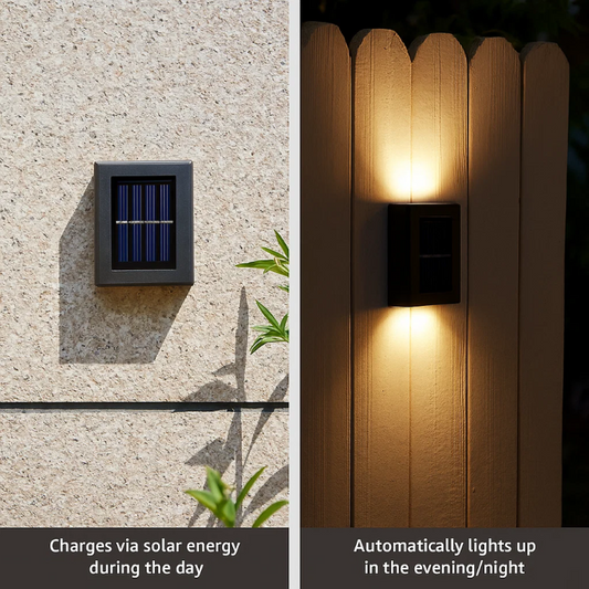 Avelena | Solar-powered LED wall lights | Weatherproof, Automatic operation & Ideal for garden and driveway lighting