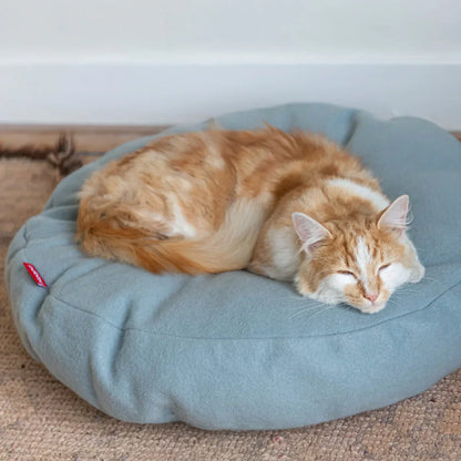 Avelena | Donut Katzenbett aus Wolle Grau Blau