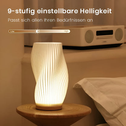 Avelena | DreamWave - Moderne cremefarbene 3D-Wellenlampe mit elegantem Metallsockel