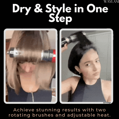 Avelena | 3-in-1 Rotierender Haartrockner und Styler mit einstellbarer Temperatur für mühelose Locken und Wellen