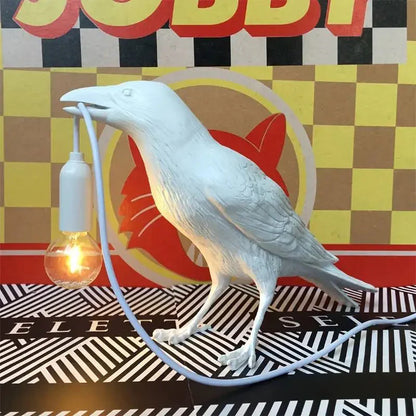 Avelena | E14-Birne mit Stecker Gotische Rabenlampe Vintage Harz Vogel Lampe für Nachttisch, Büro, Wohnzimmer Bauernhaus Art Deco Stil
