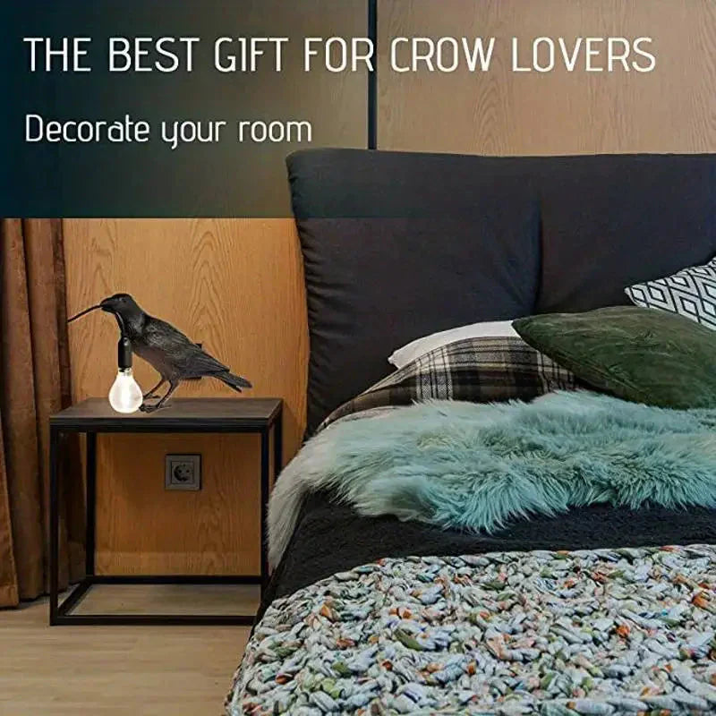 Avelena | E14-Birne mit Stecker Gotische Rabenlampe Vintage Harz Vogel Lampe für Nachttisch, Büro, Wohnzimmer Bauernhaus Art Deco Stil