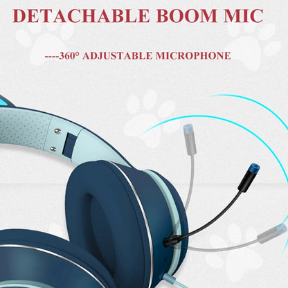 Avelena | AKZ-022 USB + 3.5mm Port Katzenohr Design Faltbares LED Headset mit Mikrofon (Schwarz)