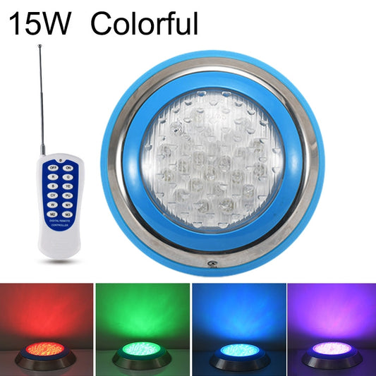 Avelena | 15W LED Edelstahl Wandmontierte Poolbeleuchtung Landschaft Unterwasserlicht (Buntes Licht + Fernbedienung)