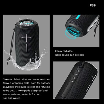 Avelena | HOPESTAR P39 Outdoor Wasserdicht RGB Licht Drahtloser Bluetooth Lautsprecher (Schwarz)