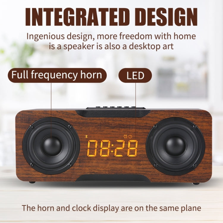 Avelena | M8C Multifunktionaler Wecker Bluetooth Lautsprecher (Dunkelbraun)