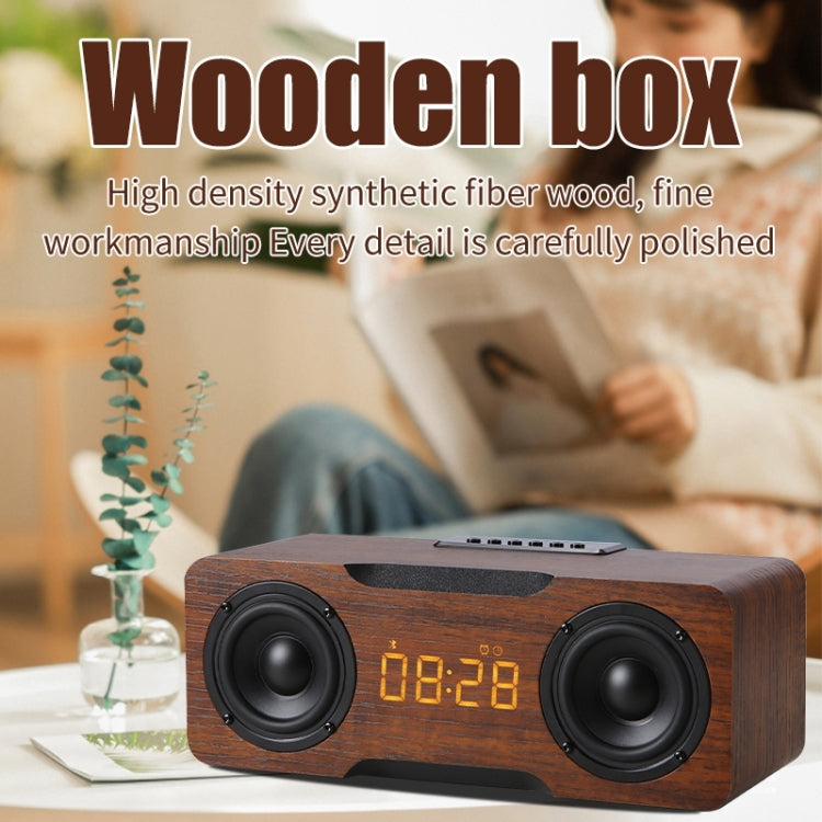 Avelena | M8C Multifunktionaler Wecker Bluetooth Lautsprecher (Dunkelbraun)