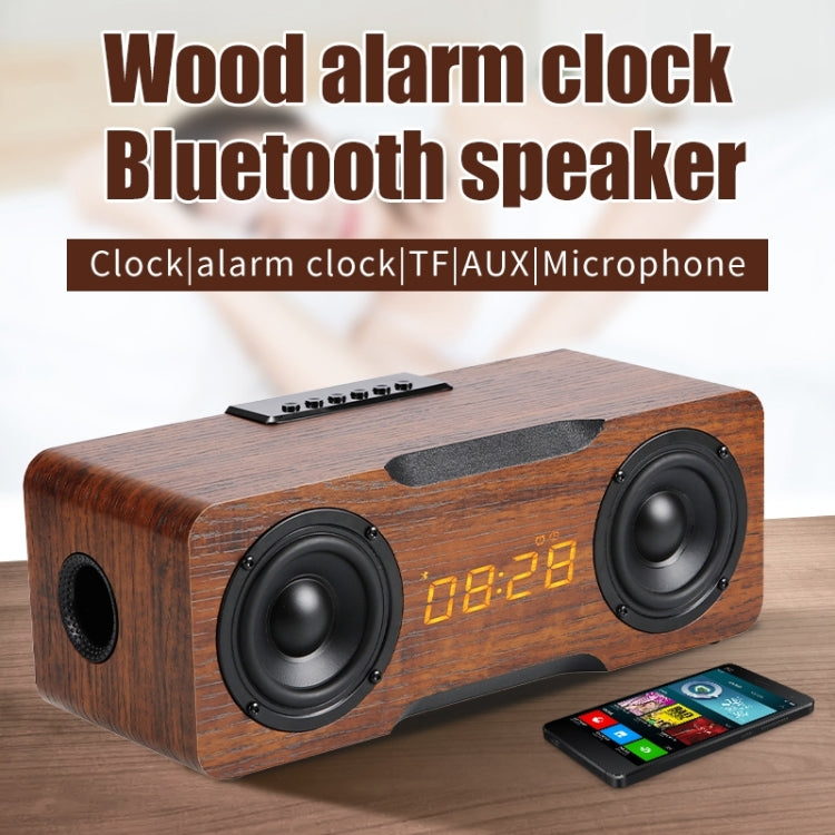 Avelena | M8C Multifunktionaler Wecker Bluetooth Lautsprecher (Dunkelbraun)