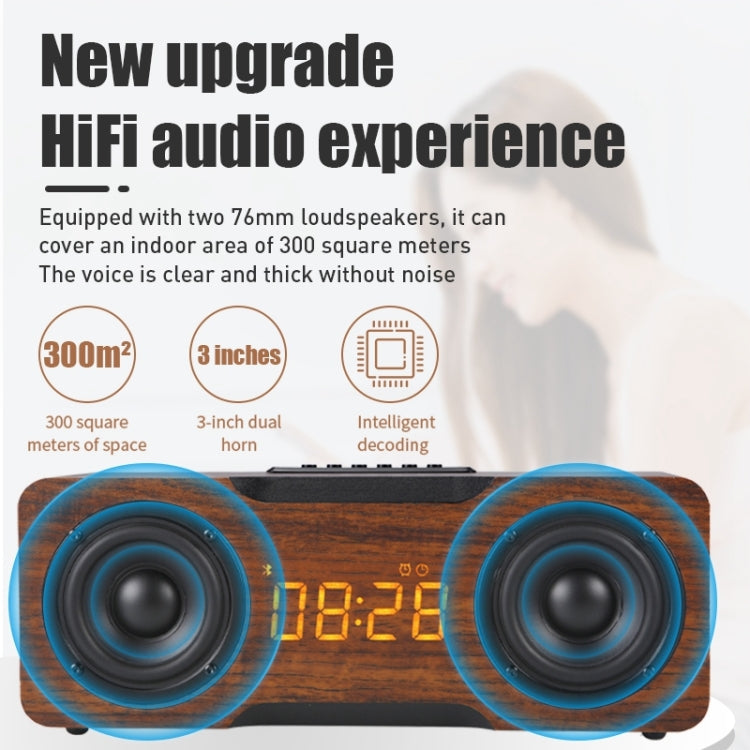 Avelena | M8C Multifunktionaler Wecker Bluetooth Lautsprecher (Dunkelbraun)
