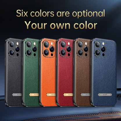 Avelena | iPhone 14 SULADA Berühmte Künstler-Serie Litchi Leder PC + TPU Handytasche - Orange