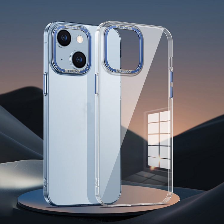 Avelena | iPhone 14 Metall Linse Ring Klare PC Handyhülle - Sierra Blau