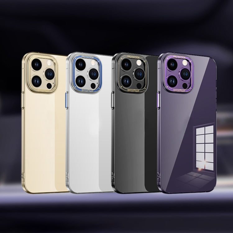 Avelena | iPhone 14 Metall Linse Ring Klare PC Handyhülle - Sierra Blau