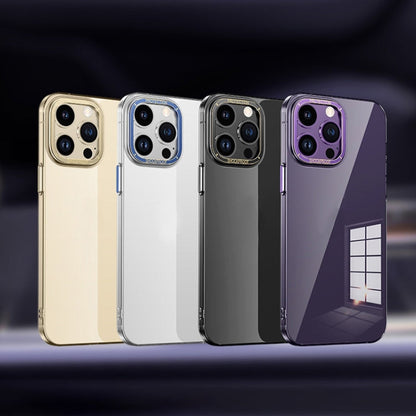Avelena | iPhone 14 Metall Linse Ring Klare PC Handyhülle - Sierra Blau