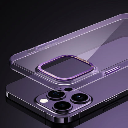 Avelena | iPhone 14 Metall Linse Ring Klare PC Handyhülle - Sierra Blau